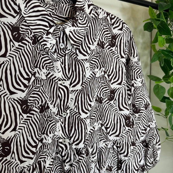 Maeve by Anthropologie Bettina Tiered Midi Shirt Dress Zebra Print Motif Medium - Picture 8 of 12